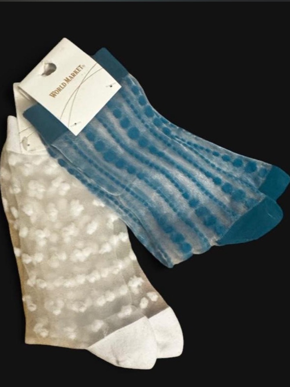 Cost Plus World Market Women's Sheet Blue and White Patterned Socks - 2 Pack
